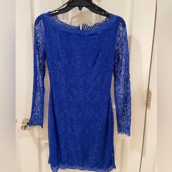 99% new Alexia Admor women royal blue long sleeve lace dress size XS